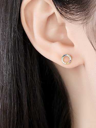 925 Sterling Silver Cubic Zirconia Geometric Dainty Stud Earring