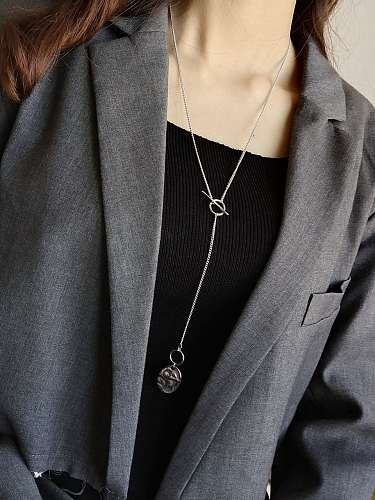 Collar Lariat Vintage Irregular de Plata de Ley 925