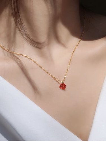 925 Sterling Silber Kristall rotes Herz zierliche Halskette