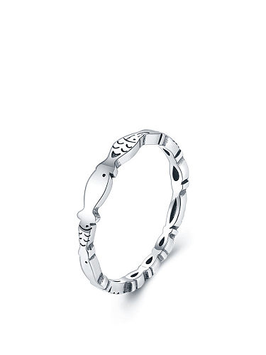 925 Sterling Silver Fish Cute Band Ring