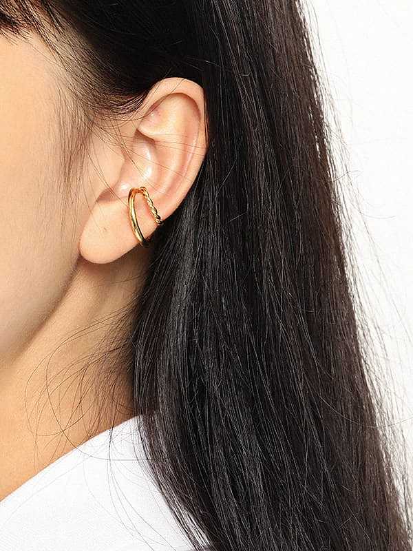 925 Sterling Silver Geometric Minimalist C-shaped twist Clip Earring