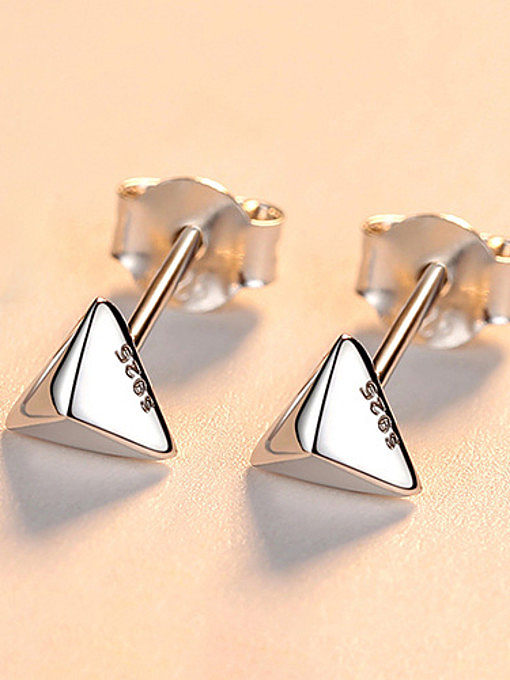 925 Sterling Silver With Glossy solid trianglec Stud Earrings