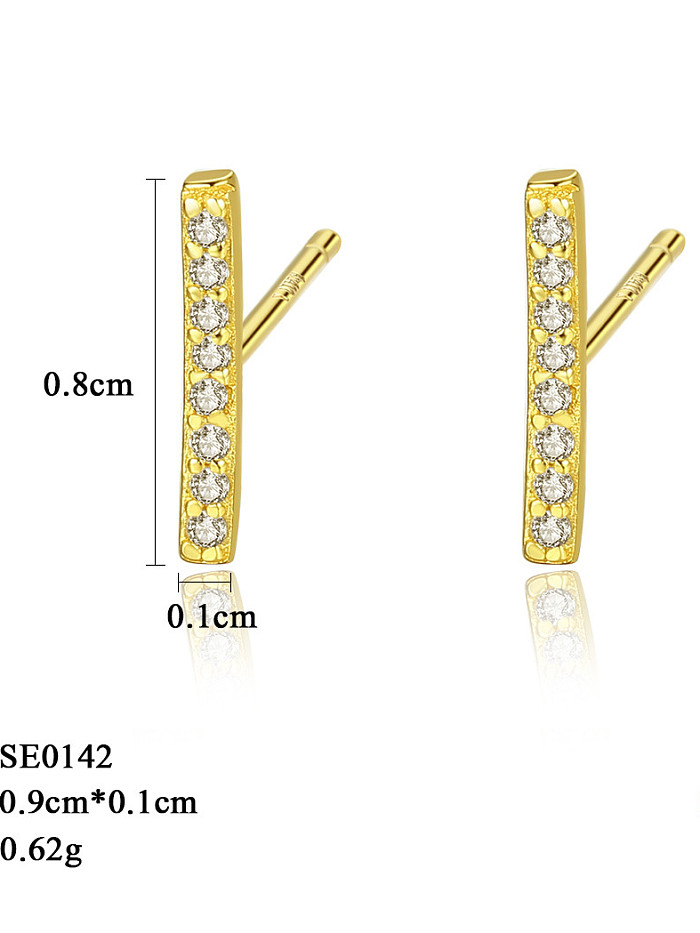 925 Sterling Silver With 18k Gold Plated Simplistic One-character Stud Earrings