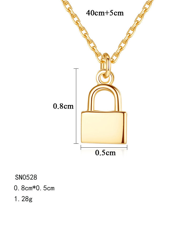 925 Sterling Silver Simple fashion glossy lock pendant Necklace