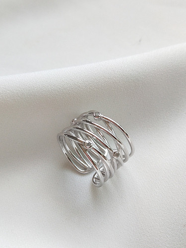 Sterling silver cross line free size ring
