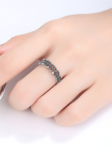 925 Sterling Silver With Cubic Zirconia Vintage Cross Free Size Rings