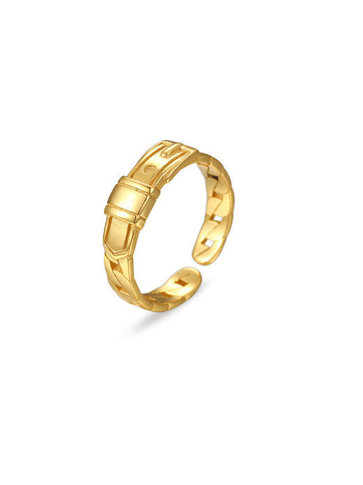 925 Sterling Silver With Gold Plated Simplistic Smooth Geometric Free Size Rings