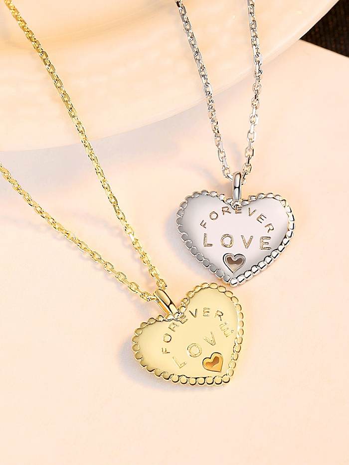 925 Sterling Silver Simple fashion heart pendant Necklace