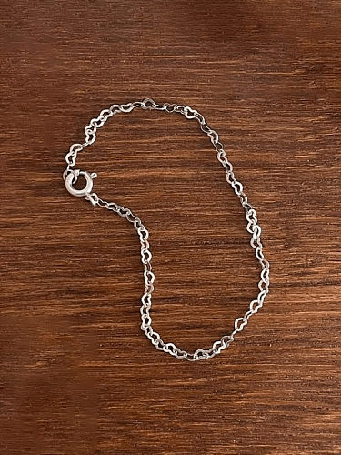 Pulsera de eslabones minimalistas de cadena geométrica de plata de ley 925
