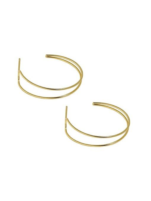 925 Sterling Silver Geometric Minimalist C Shape _Line Hoop Earring