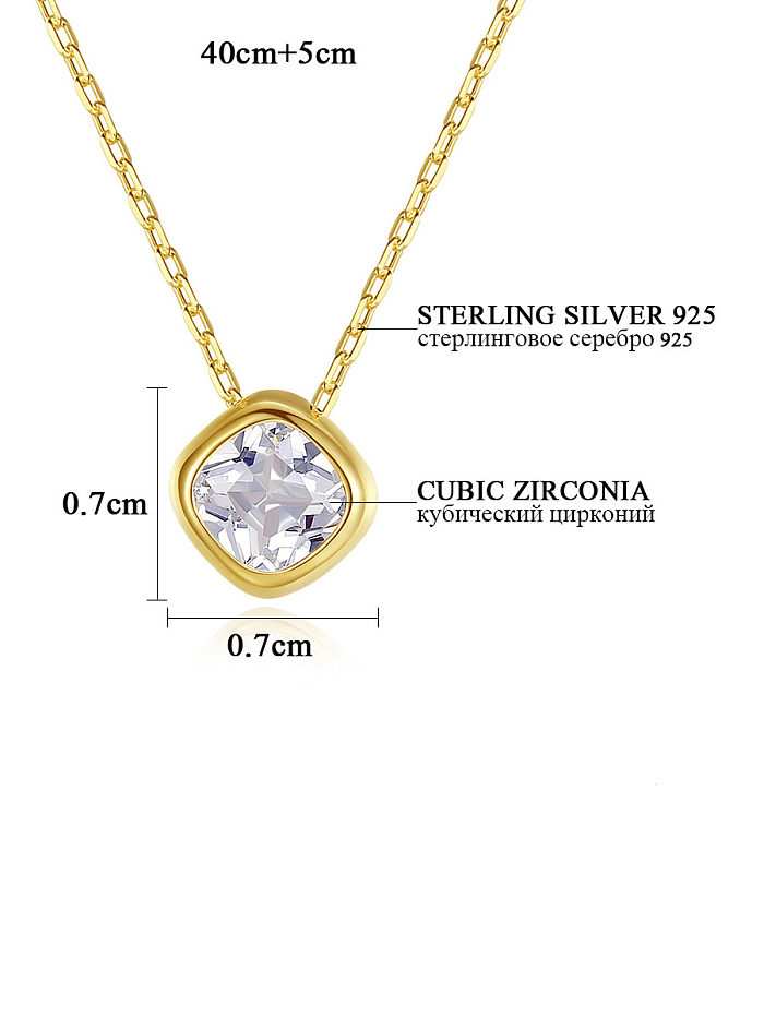 Colar geométrico minimalista de zircônia cúbica de prata esterlina 925