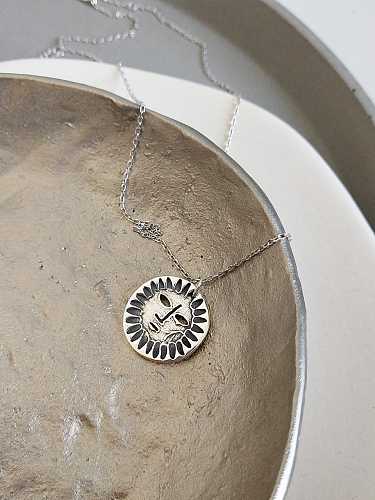 925 Sterling Silber Runde handwerkliche Sonnenblumen-Initialen-Halskette