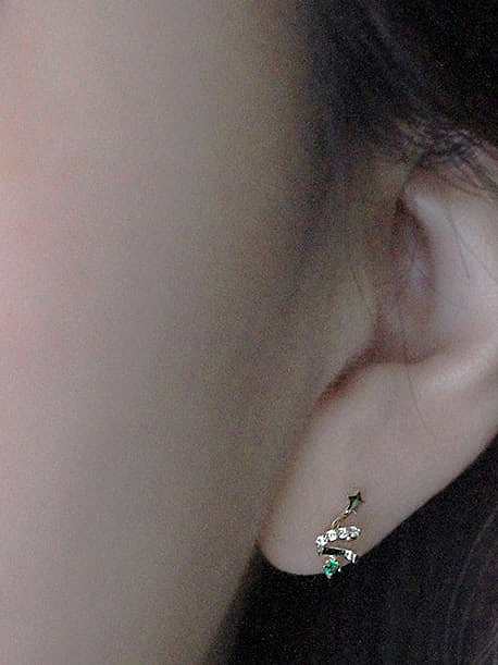Boucles d'oreilles en argent sterling 925 avec oxyde de zirconium et étoile verte
