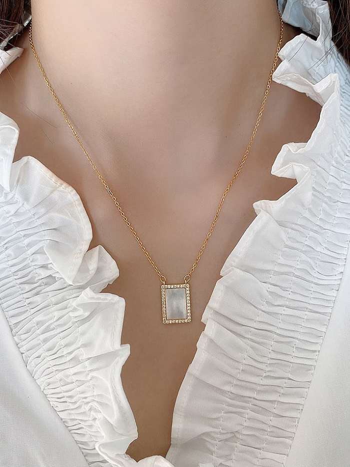 925 Sterling Silver Shell Geometric Vintage Necklace
