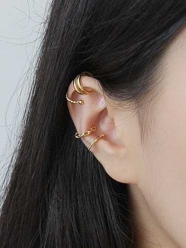 Boucles d'oreilles en argent sterling 925 avec clip irrégulier simpliste plaqué platine