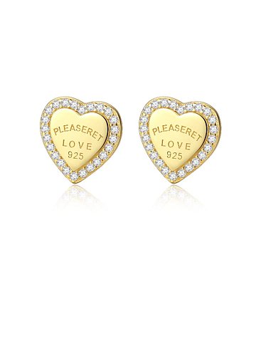 Boucles d'oreilles minimalistes en forme de coeur blanc avec strass en argent sterling 925