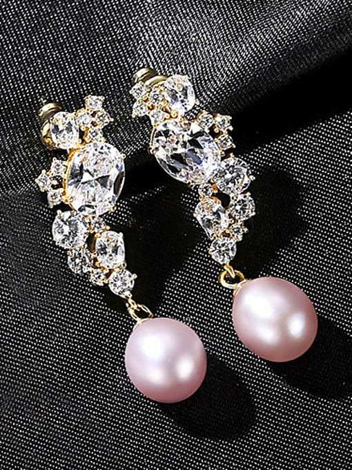 925er Sterlingsilber mit künstlichen Perlen-Persönlichkeits-Blumen-Tropfen-Ohrringen