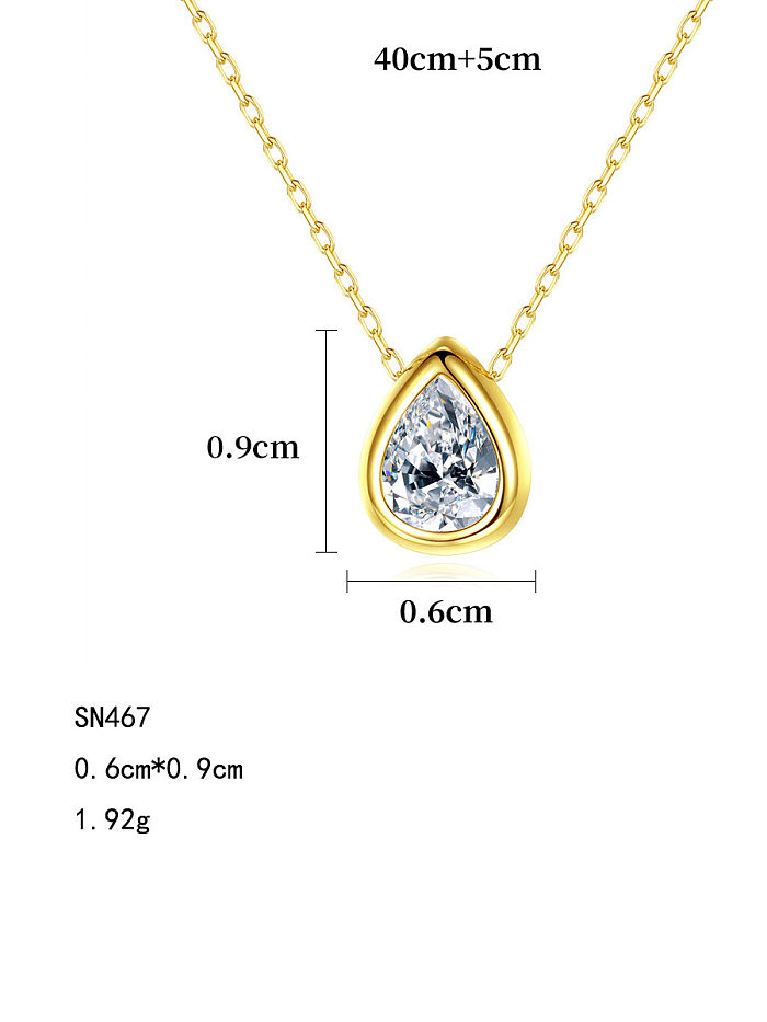 Minimalistische Halskette aus 925er Sterlingsilber mit Zirkonia-Wassertropfen