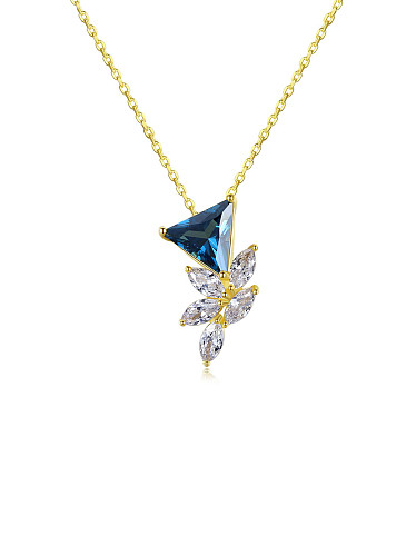 925 Sterling Silver With Gold Plated Personality Triangle Necklaces