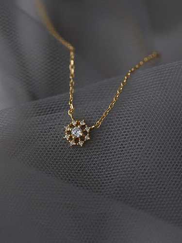 925 Sterling Silber Zirkonia Blume minimalistische Halskette