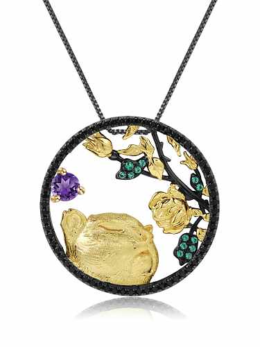 Collar vintage de plata esterlina 925 color natural tesoro topacio zodiaco