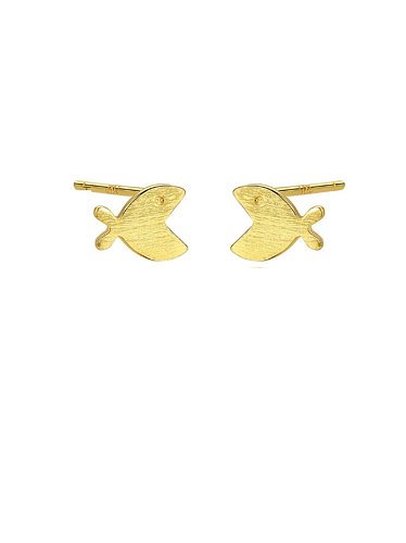 Boucles d'oreilles minimalistes en forme de poisson lisse en argent sterling 925