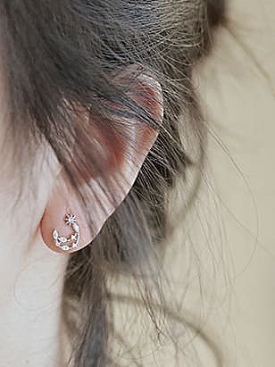 925 Sterling Silver Cubic Zirconia Star Trend Stud Earring