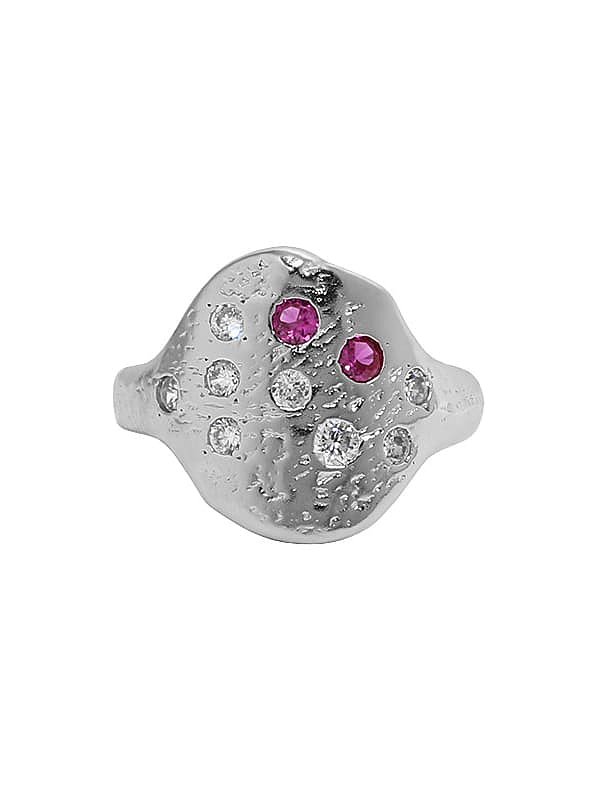 925 Sterling Silver Cubic Zirconia Irregular Vintage Band Ring
