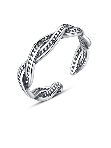 Anéis de prata esterlina 925 com padrão de cânhamo folheado a prata antigo tamanho livre
