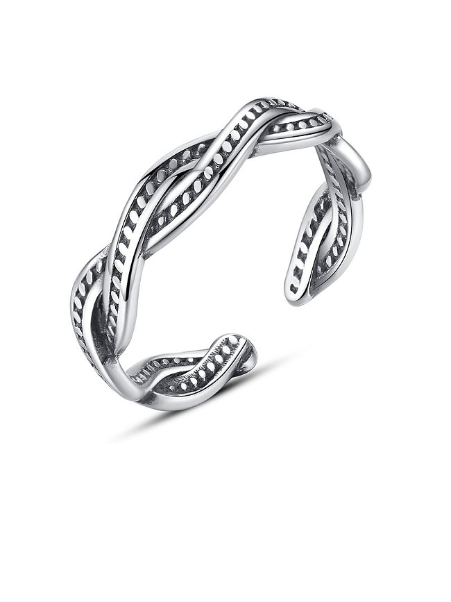 925 Sterling Silver With Antique Silver Plated Hemp Pattern Free Size Rings