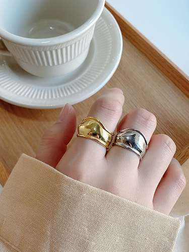 925 sterling silver simple irregular wide face ring