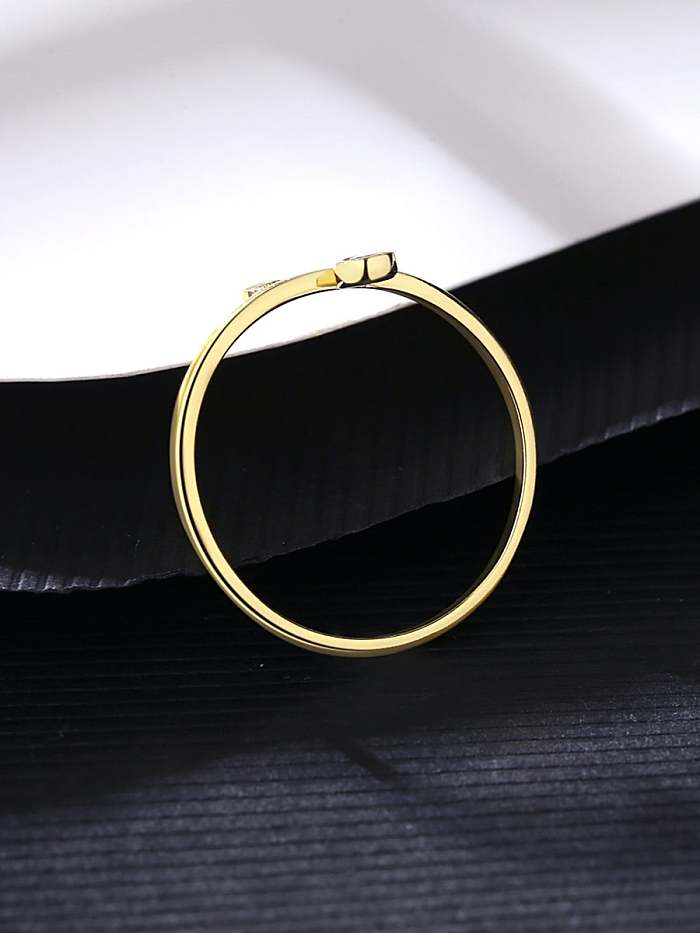 925 Sterling Silver Rhinestone Geometric Minimalist Band Ring
