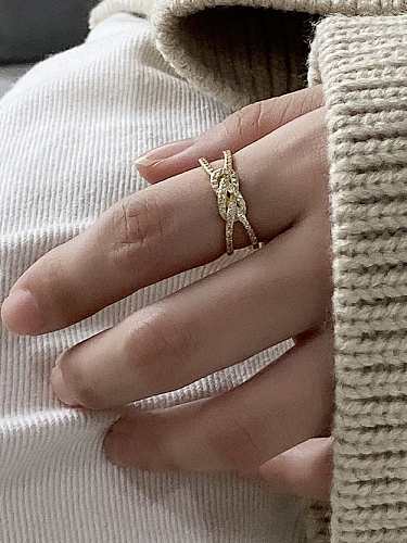 925 Sterling Silver Vintage Knotted Diamond Free Size Ring