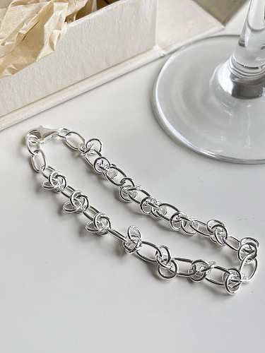 925 Sterling Silver Geometric Vintage Link Bracelet