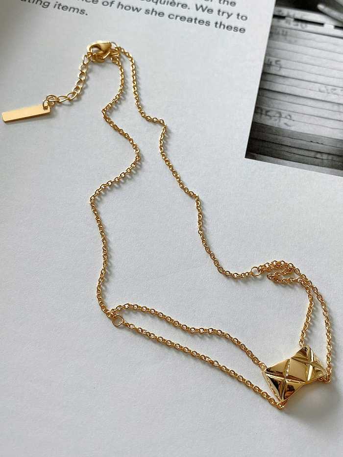 Halskette mit minimalistischem Diamantmuster aus 925er Sterlingsilber