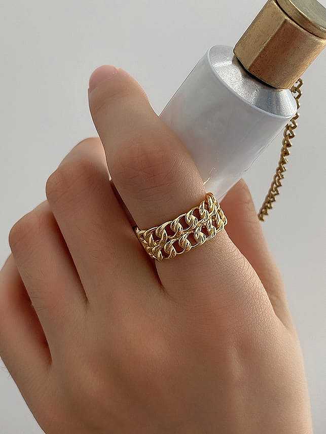 925 Sterling Silver Geometric Vintage Double Chain Band Ring