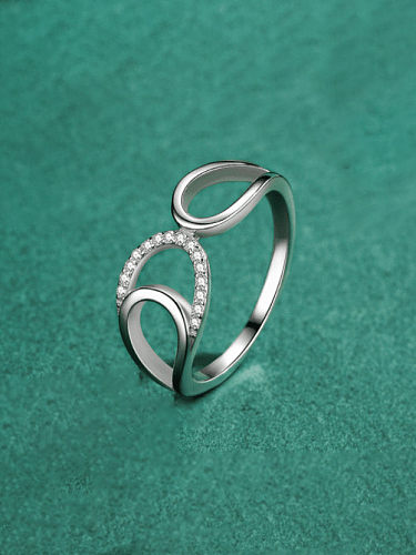 Geometrischer zierlicher stapelbarer Ring aus 925er Sterlingsilber mit Zirkonia