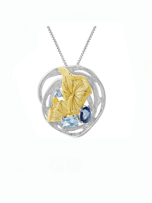 925 Sterling Silver Natural Color Treasure Topaz Flower Artisan Necklace
