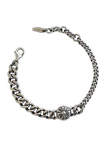 925 Sterling Silver Flower Vintage Link Bracelet