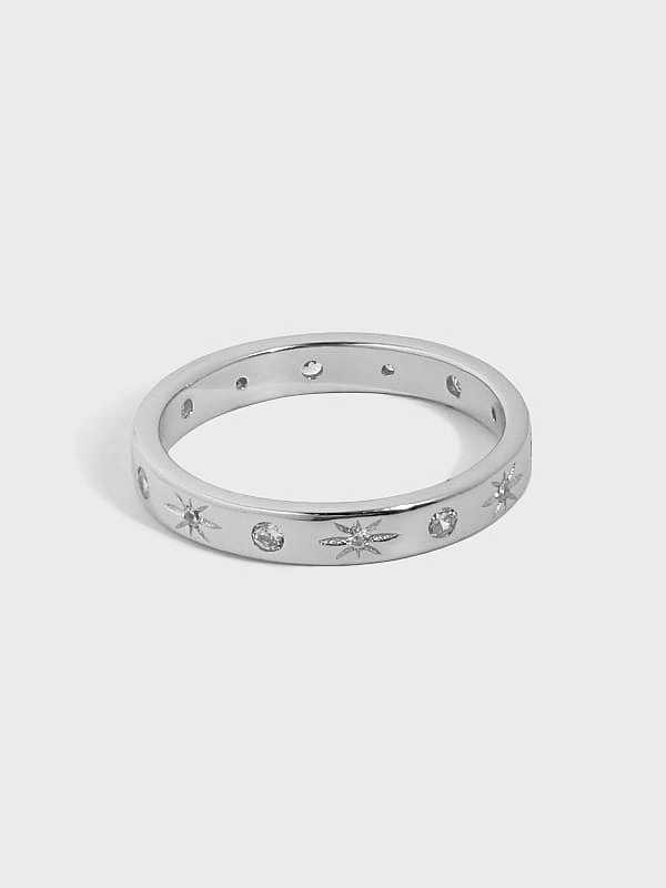 925 Sterling Silver Cubic Zirconia Star Minimalist Band Ring