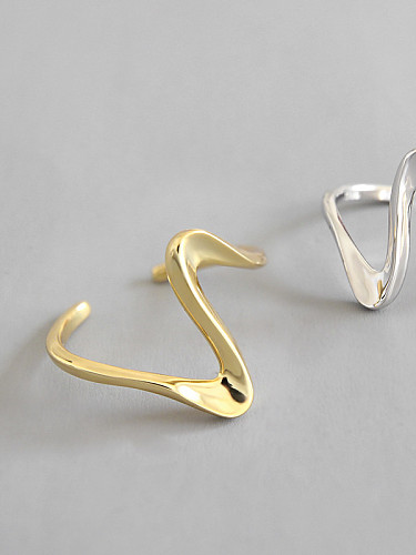 925 Sterling Silver With 18k Gold Plated Simplistic Irregular Rings