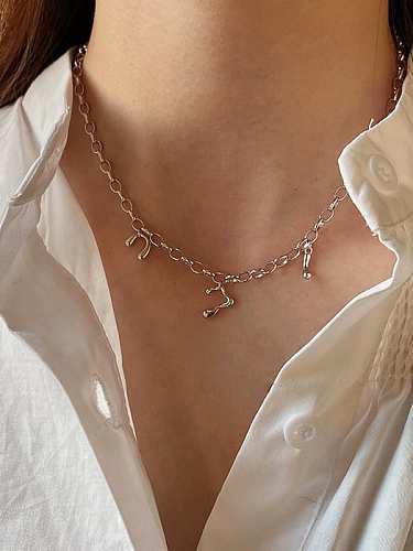 925 Sterling Silber Geometrische Vintage Hohlkette Halskette