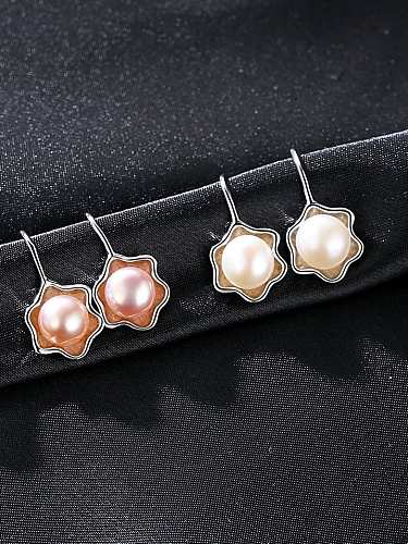 Pure silver flower natural freshwater pearl earnail