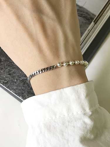 Bracelet perlé chaîne N vintage minimaliste en argent sterling 925