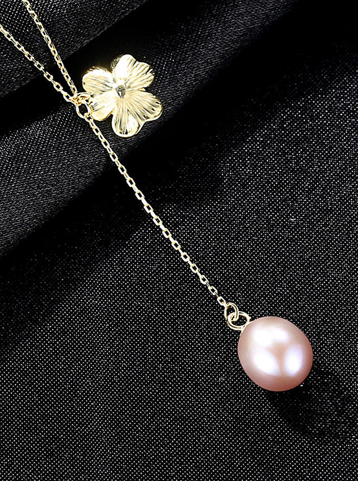 925 Sterling Silver With Gold Plated Simplistic Flower Necklaces