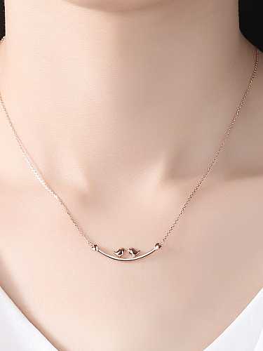 925 sterling silver simple, fashionable and glossy two birds, necklace
