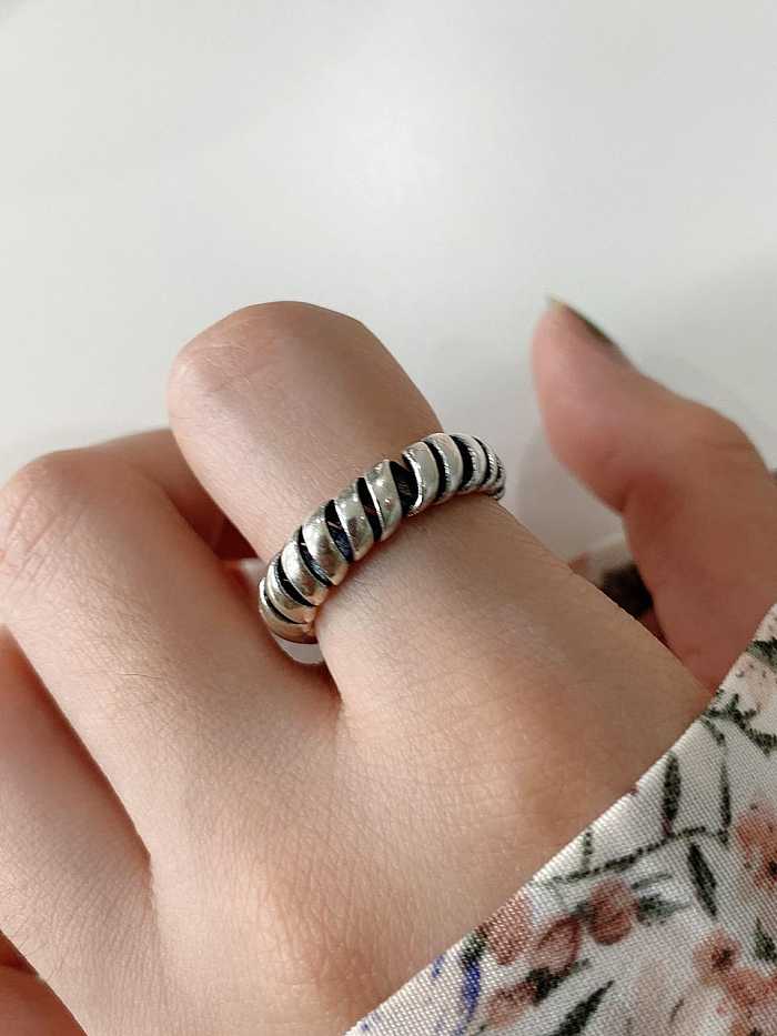 925 Sterling Silver Vintage Twist french fries Free Size Ring