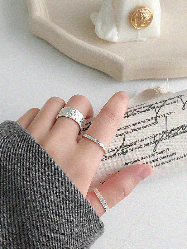 925 Sterling Silver With 18k Gold Plated Personality Irregular surface Free Size Rings
