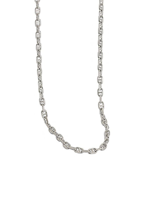 Collar de cadena minimalista geométrica hueca de plata esterlina 925