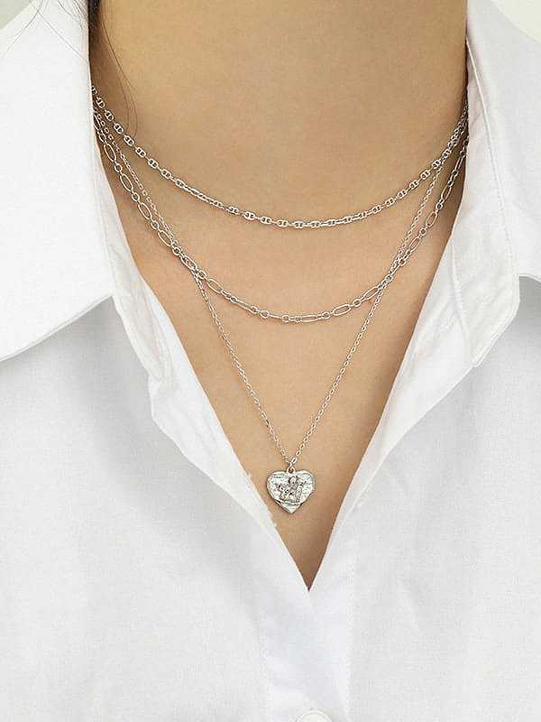 Collar de cadena minimalista geométrica hueca de plata esterlina 925